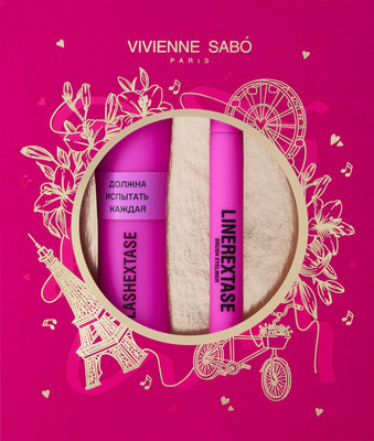 Набор декоративной косметики Vivienne Sabo Тушь Lashextase + Подводка Linerextase (9мл+0.5мл) - 