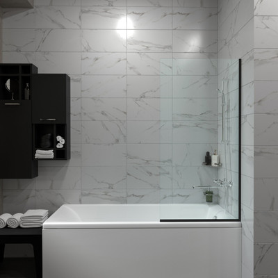 Стеклянная шторка для ванны Saniteco SNT-22 Black (140x60) - 