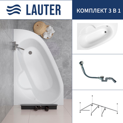 Ванна акриловая Lauter Valencia 170x110 / 2102170L (с каркасом и сифоном 21Y32000 хром) -