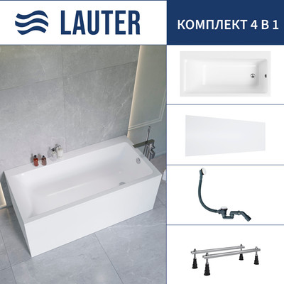 Ванна акриловая Lauter Seraphina 170x80 / 2112170R (с ножками, лицевым экраном и сифоном 21Y31002 белый) -