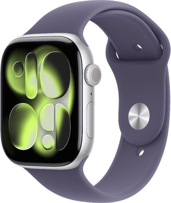 Умные часы Apple Watch Series 11 GPS 42mm (серебристый/фиолетовый спортивный ремешок S/M) - 