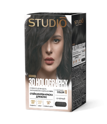 Крем-краска для волос Studio Professional 3D Holography 1.0 (50мл, черный) - 