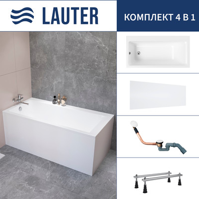 Ванна акриловая Lauter Seraphina 170x80 / 2112170L (с ножками, лицевым экраном и сифоном 21Y11022 белый) -