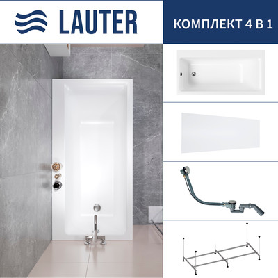 Ванна акриловая Lauter Seraphina 170x80 / 2112170L (с каркасом, лицевым экраном и сифоном 21Y32000 хром) -
