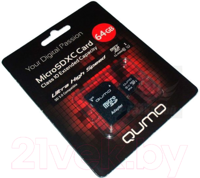 Карта памяти Qumo microSDXC (Сlass 10) 64GB (QM64GMICSDXC10U1)