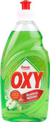 Средство для мытья посуды Romax Oxy зеленое яблоко (450мл)
