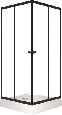 Душевой уголок Saniteco SNT-802 Cube 90х90 с поддоном (черный/прозрачное стекло) - 