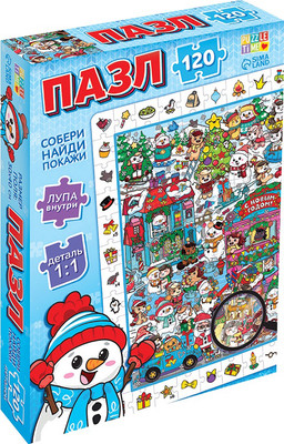 Пазл Puzzle Time Найди и покажи. Новогодний переполох / 10865252 (120эл) -