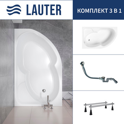 Ванна акриловая Lauter Geneva 170x105 / 2103170L (с ножками и сифоном 21Y32000 хром) - 
