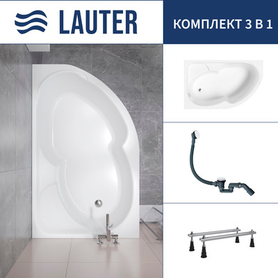 Ванна акриловая Lauter Geneva 170x105 / 2103170L (с ножками и сифоном 21Y31002 белый) - 