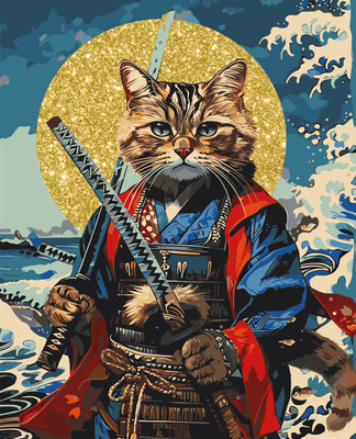 

Картина по номерам, Кот-самурай / КХг4050_57069