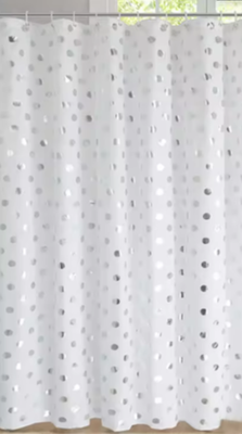 Шторка-занавеска для ванны ILLU 180x180 / LH2431935 (серебряный горошек) -