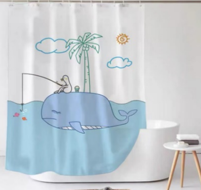 Шторка-занавеска для ванны ILLU 180x180 / LH2431975 (кит на отдыхе) -