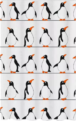 Шторка-занавеска для ванны ILLU 180x180 / Y240223-18 (пингвины) -