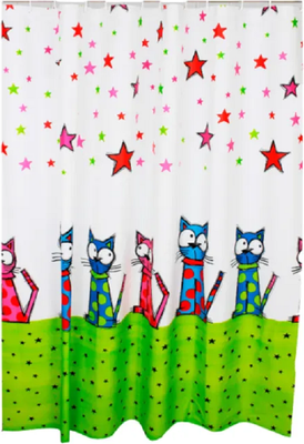 Шторка-занавеска для ванны ILLU 180x180 / Y240223-9 (котики) -