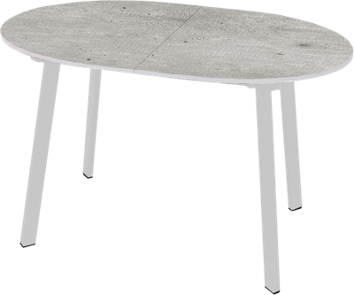 Обеденный стол Древпром М138 Оледжо ДП1-04-01 120-150x88 (бетон метрополитан/белый матовый) -