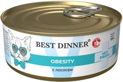 Влажный ветеринарный корм для кошек Best Dinner Vet Profi Obesity с лососем (100г) - 