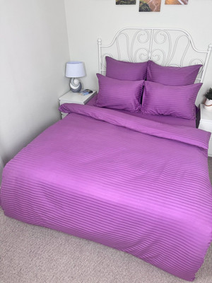 

Комплект постельного белья, Евро Графитовая коллекция Сливовый на резинке Ss-007