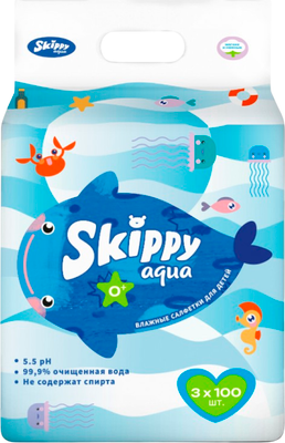 Влажные салфетки детские Skippy Aqua (300шт) -