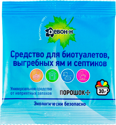 Биоактиватор Девон Порошок для биотуалетов, выгребных ям и септиков Н (30г) -