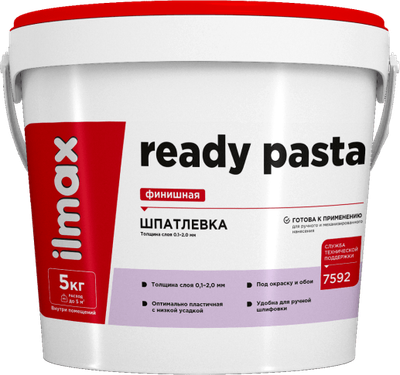 Шпатлевка готовая ilmax Ready Pasta финишная (5кг) - 