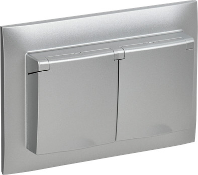 Розетка IEK Skandy SK-R26-16-44-K23-F (серебристый) - 