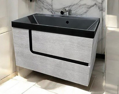 Тумба под умывальник Garda Lazio 80н_700 / 29.80н.700.PVC (дуб темный/черный) - 