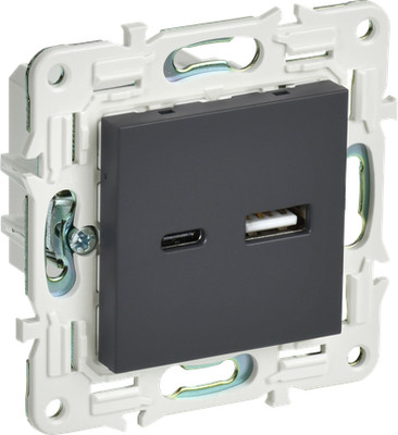 Розетка IEK Skandy SK-U22-D31-K53 (графит) - 