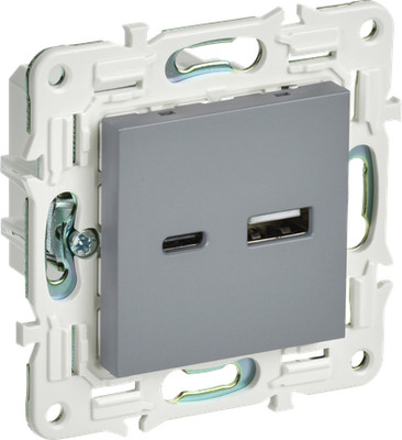 Розетка IEK Skandy SK-U22-018-K03 (серый) - 