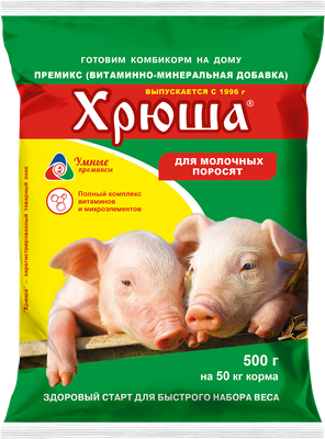 Кормовая добавка для животных Агровит Премикс Хрюша 1.0% (500г) - 