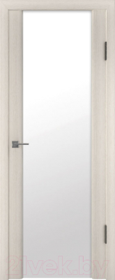 Дверь межкомнатная Юркас Триплекс 2 60x200 (беленый дуб сатин/белый триплекс)