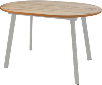 Обеденный стол Древпром М138 Оледжо ДП1-04-01 120-150x80 (дуб вотан/белый матовый) -