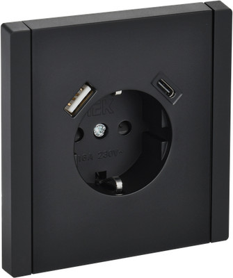 Розетка IEK Forte&Piano FP-R14-16-U22-018-K02 (черный) -