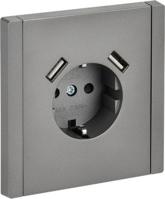 Розетка IEK Forte&Piano FP-R14-16-U21-D31-K46 (стальной) -