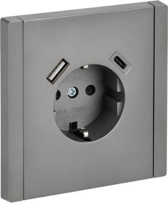 Розетка IEK Forte&Piano FP-R14-16-U22-018-K46 (стальной) -