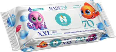Влажные салфетки детские Natural Fresh Baby Fish XXL (70шт) -