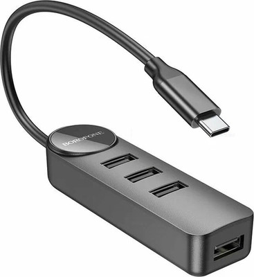 USB-хаб Borofone DH5 4в1 USB на USB3.0x4 (1.2м, черный) - 