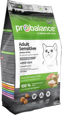 Сухой корм для кошек ProBalance Sensitive с курицей и рисом (8кг) - 