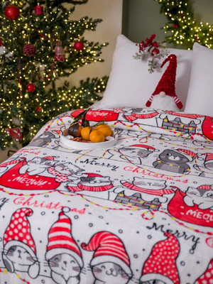 Плед Павлина Котики рождество 150x200 - 