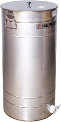 Отстойник для меда Феролайф С пластиковым клапаном ОТС 150л (нержавеющая сталь) - 
