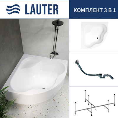 Ванна акриловая Lauter Majestica 150x150 / 21040150 (с каркасом и сифоном 21Y32002 белый) -