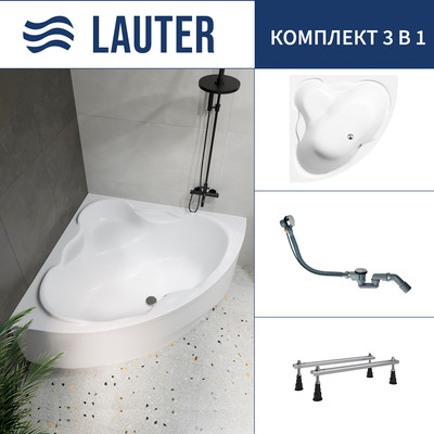 Ванна акриловая Lauter Riviera 150x150 / 21050150 (с ножками и сифоном 21Y32000 хром) -