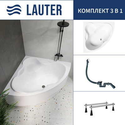 Ванна акриловая Lauter Riviera 150x150 / 21050150 (с ножками и сифоном 21Y31002 белый) -