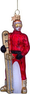 Елочная игрушка Vondels Лыжник / 3232250125043 (красный) - 