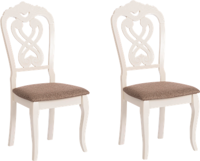 Набор стульев Tetchair Andromeda 47x55.5x107 (2шт, дерево гевея/Ivory White/ткань коричневая) -