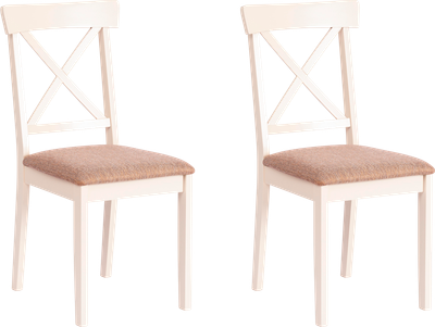 Набор стульев Tetchair Golfi 2 (2шт, дерево гевея/Ivory White/коричневый/золотой) -