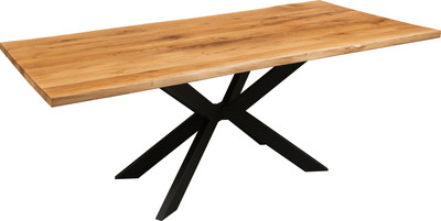 Обеденный стол Iva-Wood 160x80 Натуральный дуб (край натуральный, подстолье металл паук) - 