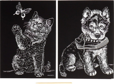 Набор гравюр Школа талантов Котенок и щенок / 5798296 -