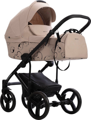 Детская универсальная коляска Bebetto Magnum Light SE 2в1 (08, светло-бежевый/черная рама) -