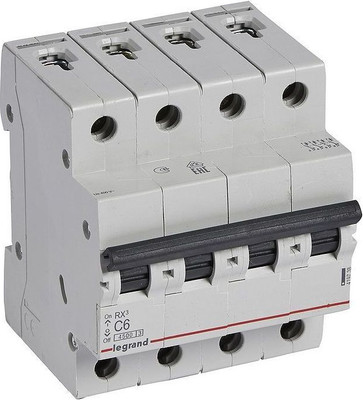 

Выключатель автоматический, RX3 4.5кА 6А 4П C / 419738